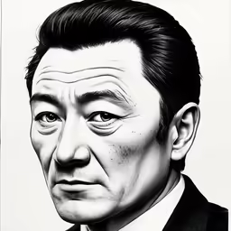 a caricature of a man wearing a suit and tie