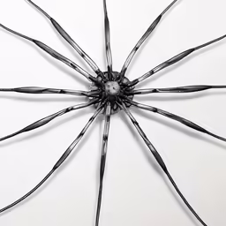 an upside down view of a spider web on white background