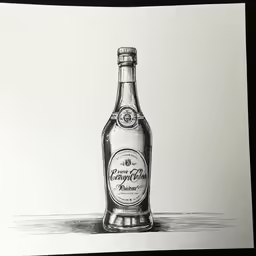 an old picture of an bottle of wine