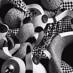a variety of black and white patterns arranged on paper