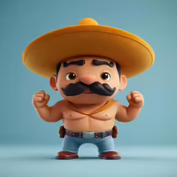 a character that appears to be in the show, with a mustache