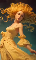a digital painting of a woman with her hair blowing