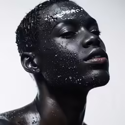 a man with his face covered with black mask