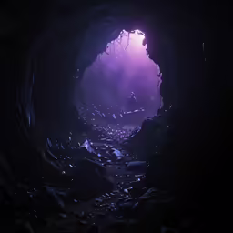 the light in the cave is shining brightly
