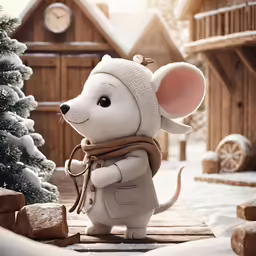 there is a white mouse in a hat