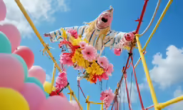 balloon animals in a carnival setting with colorful balloons