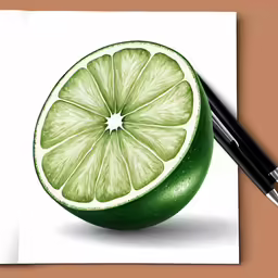 a green piece of fruit with a point of view