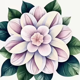 a flower is shown with two green leaves on the stem