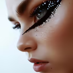 woman with white and black make up and lashes
