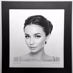 a portrait of a woman with a black frame