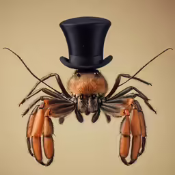 a large spider is dressed up as a top hat
