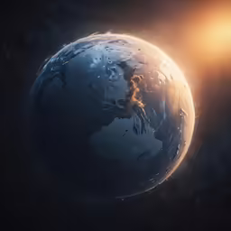 water pouring on the surface of a globe in the sky