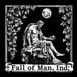 a poster for the fall of man, inc