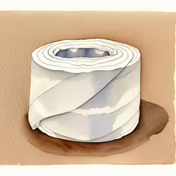 an old paper towel rolled up on top of it,this drawing shows a roll of paper wrapped around