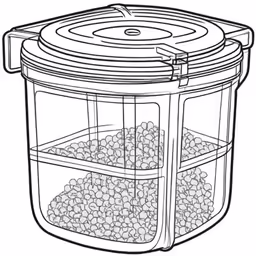 a drawing of a glass container filled with balls