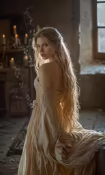 a beautiful young woman posing for a picture in her dress