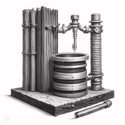 an artistic image of a well and pipes