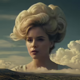 a woman has her hair in the shape of a curly wave