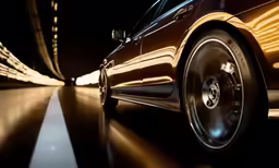 a car on a road that appears to be in motion