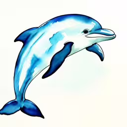 a painted painting of a dolphin that is jumping up into the air,a picture of a blue dolphin jumping in the air
