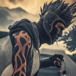 a man in a black and orange costume