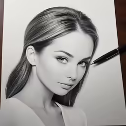 a woman with an artistic drawing style