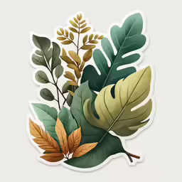 a close up of a sticker with a plant