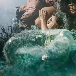 two women looking out over the water and making faces at each other