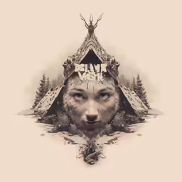 a graphic image of an animal with a pyramid on it