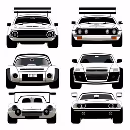 a variety of sport cars for racing in different stages,several vehicles are shown side by side