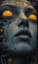 the alien woman is looking out at something