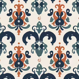 an image of a wallpaper design with blue, orange and grey flowers