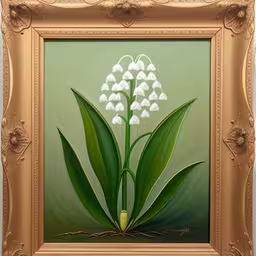 a painting of white flowers in a gold frame,a picture frame with a painting of a bunch of flowers,a painting is shown in an ornate frame,a picture of flowers in a gold frame,a painting of some white flowers in a gold frame