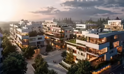 an aerial view of an apartment complex
