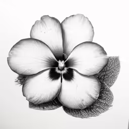 a black and white photograph of a flower on a table