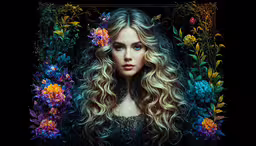 a beautiful woman is standing in front of flowers