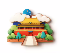 a paper model of an asian building on display