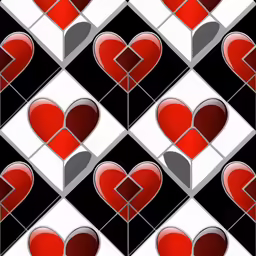 hearts with a black and white pattern background