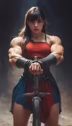 a woman on a bike in costume