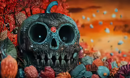 a strange picture with an odd mask on