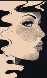 a painting that looks like she is smoking