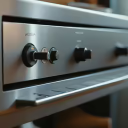 two knobs on an oven door showing the control panel