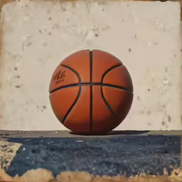 a basketball with a lot of graffiti on it is sitting on a ledge