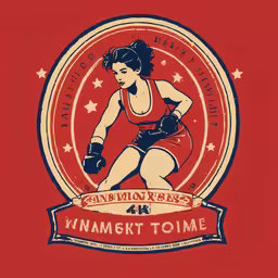 the logo for an american wrestling tournament,the retro women