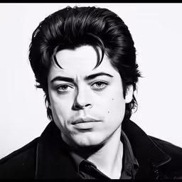 a man with eyes wide open, looking off to his side