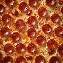 sliced pepperoni on a pizza with cheese and toppings