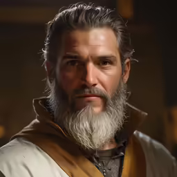 an older man with long hair wearing a vest