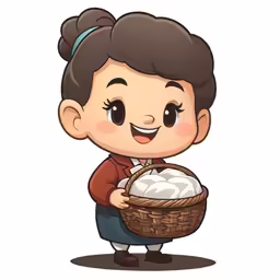 a girl with a basket of bread