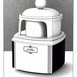 a ice cream dispenser with white top