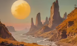 an image of the full moon in an art work